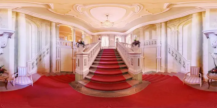 360° Panorama: Treppenhaus 1 in Barockschloß Rammenau