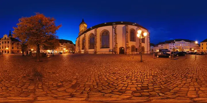 360° Panorama: Fleischmarkt in bei Nacht