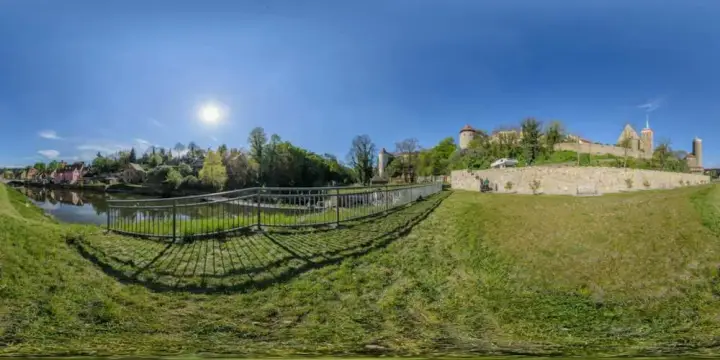360° Panorama: Uferstraße in Bautzen in Frühling 2017