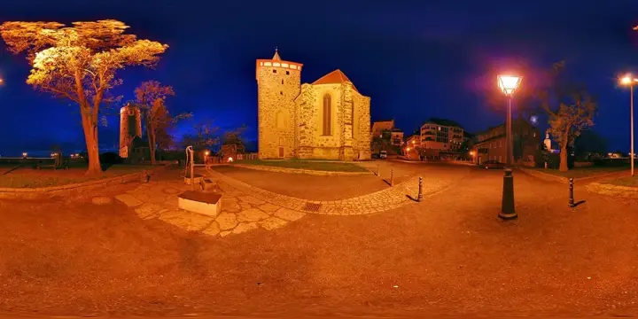 360° Panorama: Wendischer Kirchhof in bei Nacht
