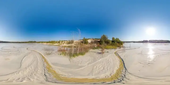 360° Panorama: Kaolinwerk Caminau - Schlammsee in Oberlausitz