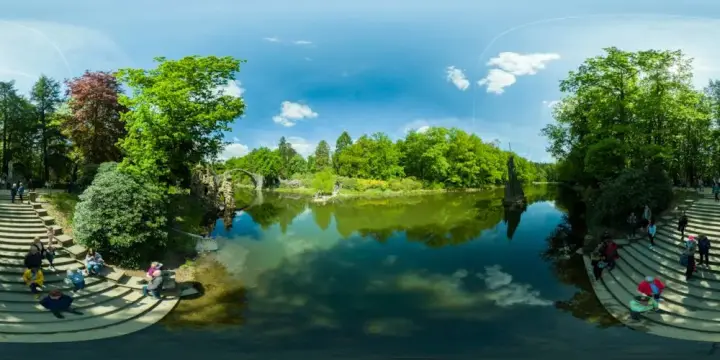 360° Panorama: Basaltorgel in Azaleen- und Rhododendronpark