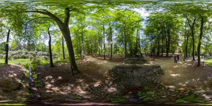 360° Panorama: Eingang zur Rhododendronschlucht in Azaleen- und Rhododendronpark