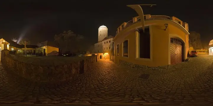 360° Panorama: Neue Wasserkunst in bei Nacht