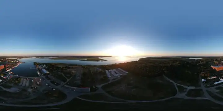 360° Panorama: Sonnenuntergang Hafen Peenemünde in Insel Usedom