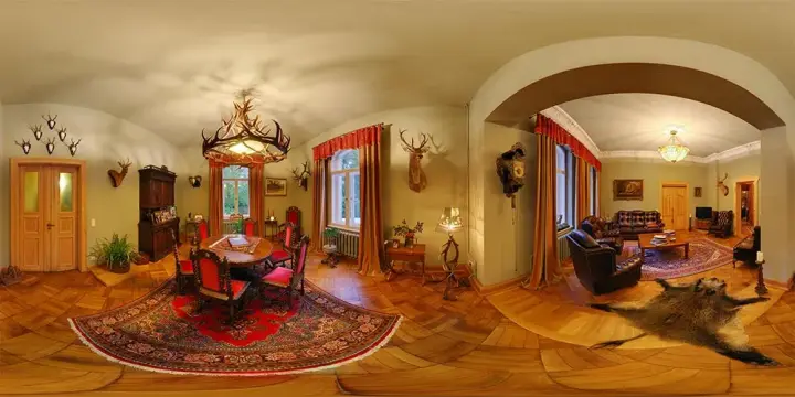 360° Panorama: Wohnzimmer in Schloß Halbendorf