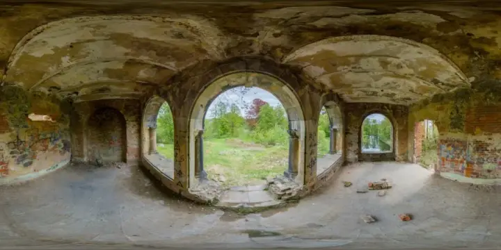 360° Panorama: Ostanbau in Schloss Heidersdorf (Palac we Wlosieniu Dolnym)