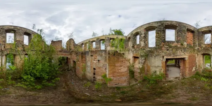 360° Panorama: Ostflügel in Schloss Heidersdorf (Palac we Wlosieniu Dolnym)