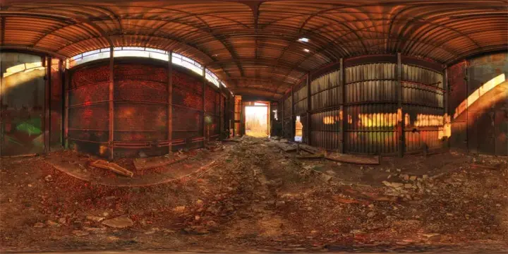 360° Panorama: Lackierhalle in Görlitzer Schmalspurbahn Werkstätten