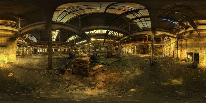 360° Panorama: Alte Gießerei - Halle in Eisengiesserei und Maschinenfabrik Bautzen (EMAG)
