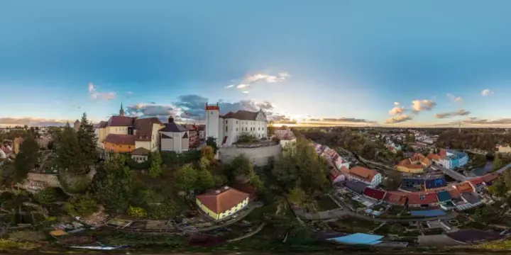 360° Panorama: Luftpanorama - Ortenburg Sonnenuntergang in Herbst 2018