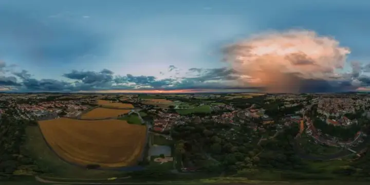 360° Panorama: Luftpanorama - Unwetter über Bautzen in Sommer 2016
