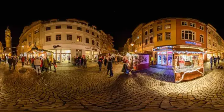 360° Panorama: 634. Bautzener Wenzelsmarkt - Reichenstraße in Winter 2017