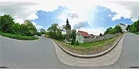 360° Panorama Vorschau: Der schiefe Turm von Bad Frankenhausen in Deutschland
